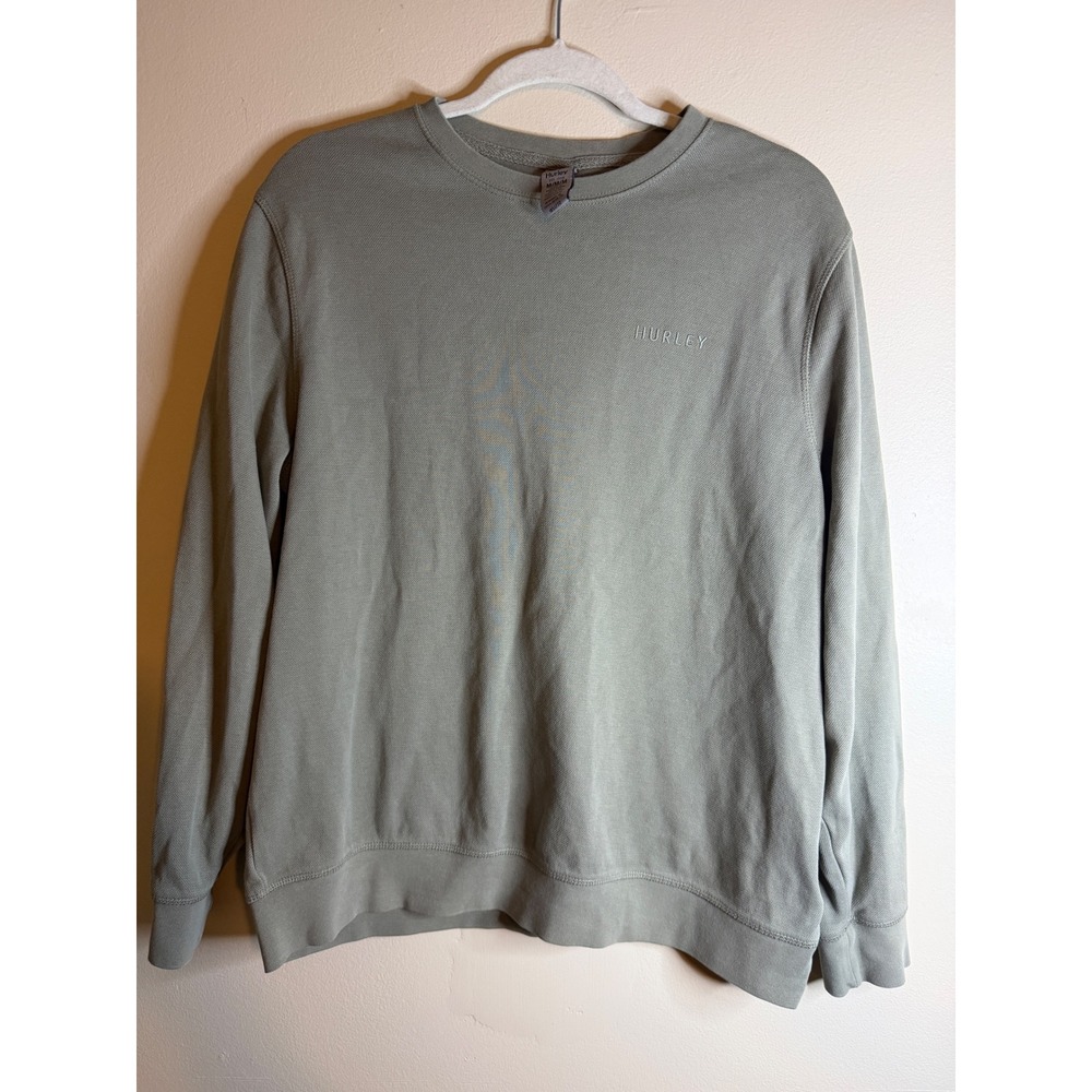 Hurley Mens Crew Neck Sweatshirt Sage Green Pique Pullover HMS25-18360 M
